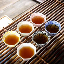 Alta branco jade porcelana xícara de chá octogonal copo kungfu copos de chá para puer chá verde kitchen drinkware 100ml 2024 - compre barato