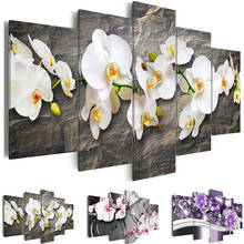Modern Painting Canvas 5 Panels Decoration Orchid Flower Abstract Background Print Poster Wall Art Picture for Living Room Decor 2024 - buy cheap