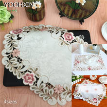 HOT Satin table place mat pad cloth embroidery cup drink tea coaster placemat mug Christmas dining dish doilies wedding kitchen 2024 - buy cheap