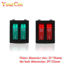 1pc DIY Model KCD3 Double Boat Rocker Switch Toggle 6 Pin On-Off With Green Red Light 20A 125VAC Factory Online Wholesale Hot 2024 - buy cheap