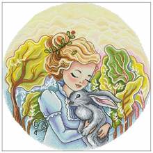 Girl And Rabbit Patterns Counted Cross Stitch 11CT 14CT 18CT DIY Chinese Cross Stitch Kits Embroidery Needlework Sets Home Decor 2024 - buy cheap