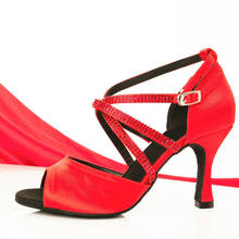 Evkoodance-zapatos de baile para fiesta de boda, calzado Sexy de tacón alto de 7cm para mujer, zapatos de baile de salón, Salsa latina, Negro, Rojo, cristal 2024 - compra barato