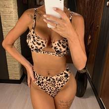 Bañador Sexy con estampado de serpiente y leopardo para mujer, conjunto de Bikini de tiro bajo con sujetador acolchado, traje de baño de dos piezas 2024 - compra barato