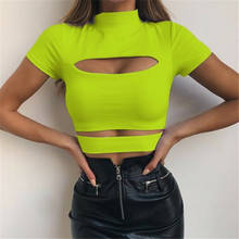 Green Black Gothic Chest Hollow Out Crop Top Solid Sexy Women Slim Tank Tops Tee Shirt Female Casual Sexy Camis 2024 - buy cheap