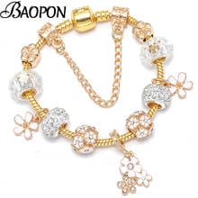 BAOPON Gold Color Enamel Daisy Pendant Charm Bracelets For Women With Snake Chain Beads Bracelets Bangles Lover Jewelry Gift 2024 - buy cheap