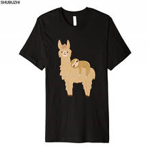 Shubuzhi-Camiseta de Sloth Sleeping on Llama para niño, camiseta Linda y Adorable para niño, camiseta informal de verano con estampado sbz6169 2024 - compra barato