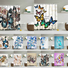 Animals Butterfly Printed Shower Curtain With 12 Hooks Home Decoration Bathroom Curtains Polyester Waterproof Bath Screens 2024 - buy cheap