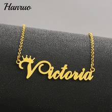 Collar de acero inoxidable con nombre personalizado para mujer, gargantilla de oro con placa, corona, regalo para pareja 2024 - compra barato
