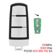 Control remoto inteligente para coche, dispositivo de 3 botones sin llave, sin cortar, con Chip ID48, 3C0959752BA, para VW Passat B6 3C B7 Magotan CC, 434/433MHz 2024 - compra barato