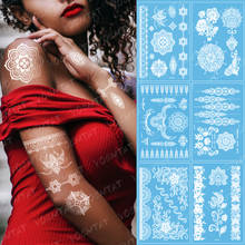 Водостойкая белая татуировка на руку, цветок, искусственная тату-наклейка, кружевная Свадебная искусственная татуировка для невесты 2024 - купить недорого