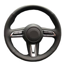 Funda de cuero de fibra de carbono para volante de coche, cosido a mano, gamuza, para Mazda CX-30, CX30, 2019, 2020, 2021, Mazda 3, Axela, 2019-2021 2024 - compra barato