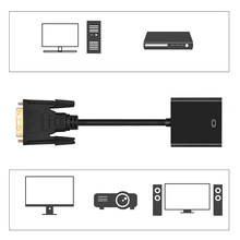 Преобразователь DVI-VGA HD 1080P DVI 24 + 1 25-pin к VGA адаптер кабель для ТВ ПК монитора DVI-D к VGA для ПК ноутбука тв 2024 - купить недорого