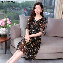 2022 Korean Floral Chiffon Boho Midi Dress Summer Vintage Casual Print Beach Sundress Elegant Women Bodycon Party Prom Vestidos 2024 - buy cheap