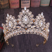 DIEZI 2019 New Luxury Baroque Bridal Crown Tiaras For Women Wedding Princess Queen Pink Blue Red Crystal Tiaras Hair Accessories 2024 - buy cheap