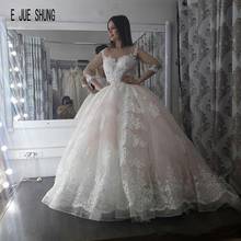 E JUE SHUNG Romantic Ball Gown Wedding Dresses 3/4 Sleeves Scoop Neck Lace Appliques Illusion Back Wedding Gowns robe de soiree 2024 - buy cheap