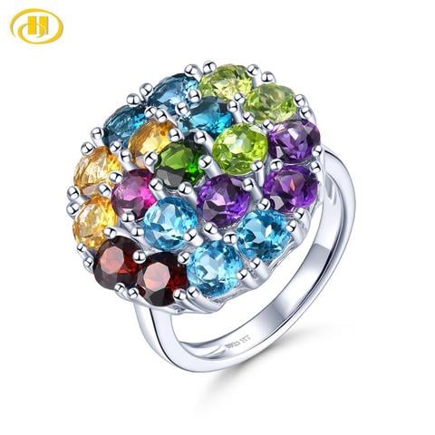 Natural Colorful Gemstone 925 Sterling Silver Rings Natural Gemstone Colorful Elegant Style Fine Jewelry Women Wedding Rings 2022 - купить недорого