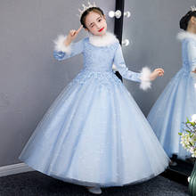 Новогодняя одежда, детские платья Hanfu, платье принцессы для девочек, китайское платье-Ципао, пушистое газовое зимнее теплое детское платье-Ципао 2024 - купить недорого