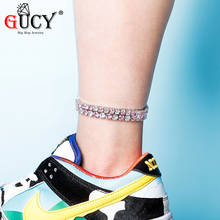 Браслеты на ногу GUCY женские, теннисная цепочка 6 мм, ювелирные изделия в стиле хип-хоп, звенья под ноги регулируемые, золотистого и серебристого цвета, на подарок 2024 - купить недорого