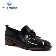 VAIR MUDO-zapatos de tacón bajo de charol para mujer, calzado informal hecho a mano, de fábrica, color negro, D171, 2020 2024 - compra barato