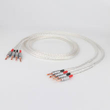 Cable de altavoz chapado en plata de cristal para amplificador HIFI, conector Banana, 8AG, 8N, 1 par 2024 - compra barato