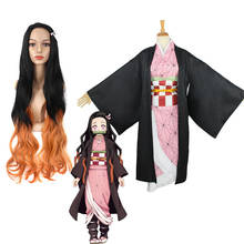 Conjunto completo de acessórios para cosplay de kamado nezuko, fantasia de demon slayerkimetsu no yaiba, peruca de nezuko 2024 - compre barato