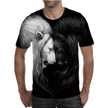 Camiseta informal de estilo Hip Hop para hombre, camisa de manga corta con cuello redondo, estampado en 3D, color negro, 2021 2024 - compra barato