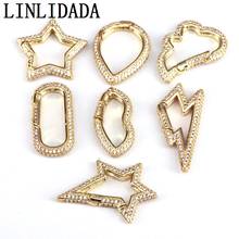 10Pcs Spring Geometric CZ Clasp Oval Star Lip Drop Necklace Zircon Clasps Connector Clasps For Jewelry Making 2024 - buy cheap