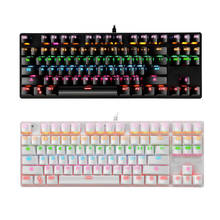 Механическая игровая клавиатура, Проводная RGB-подсветка, 87 клавиш 2024 - купить недорого