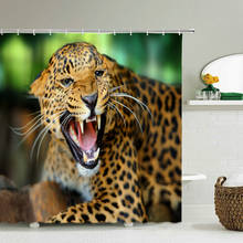 Alta qualidade leopardo impresso tecido cortinas de chuveiro pantera animal produtos tela banho decoração do banheiro à prova dwaterproof água com 12 ganchos 2024 - compre barato