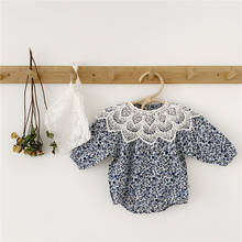 Milancel macacão infantil de renda colarinho removível meninas bebês bodysuit floral bebê meninas macacão de algodão roupas de bebê 2024 - compre barato