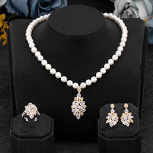 TIRIM-Juego de colgantes de perlas de lujo para mujer, accesorios de joyería, collar de novia de circonia cúbica, pendientes, anillo, joya de moda de Dubái 2024 - compra barato