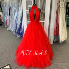 Hot Selling Red Evening Dress Backless A Line Pleat Tulle Women Party Dresses 2019 Cheap Long Prom Gowns Robe De Soiree 2024 - buy cheap