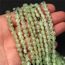 Cuentas de piedra de Prehnita verde Natural facetadas de 4mm y 6mm, cuentas redondas de cristal de cuarzo sueltas para fabricación de joyas DIY, pulsera y collar 2024 - compra barato