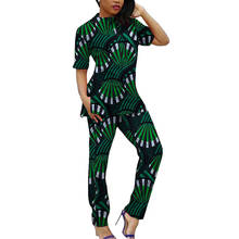 Customize African Suits For Women Short Sleeve Tops Patch Trousers Nigerian Lady's Ankara Outfits Party Wear 2024 - buy cheap