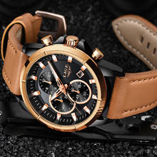 LIGE New Waterproof Chronograph 2020 Business Mens Watches Top brand Luxury Quartz Clock Male Casual Leather Gold Watch Men 2024 - buy cheap