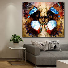 1 шт. абстрактная Настенная картина для гостиной женщина и бабочка Современный домашний декор HD Печать на холсте постер для спальни 2024 - купить недорого