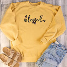 Blessed heart graphic women sweatshirts relgion Christian Bible baptism pure cotton slogan pullovers faith Jesus hipster tops 2024 - buy cheap