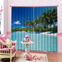 Cortinas de playa azules de lujo opacas 3D, cortinas de ventana para sala de estar, dormitorio, tamaño personalizado, color sólido 2024 - compra barato