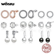 WOSTU Hot Fashion 100% 925 Sterling Silver Lucky Forever Circular Stud Earrings For Women Authentic Original Jewelry Gift 2024 - buy cheap