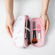 2019 портативная косметичка с фламинго, двойной слой, дорожный мешочек для косметики, сумки, круговая женская косметичка, органайзер для кистей 2024 - купить недорого