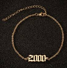 Women's Fashion 1980-2000 Birth Year Anklets Leg Bracelet Jewelry Stainless Steel Chain Custom Number Anklet Best Friend Gifts 2024 - buy cheap