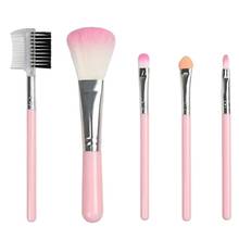 5pcs Ferramenta de Maquiagem Rosa Escovas de Olho Conjunto de Blush Blush Em Pó Facial Contour Pincel de Lábios Escova Beleza Cosméticos Escova kit Pro 2024 - compre barato
