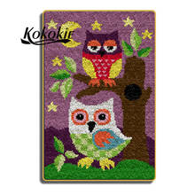 Owl latch hook kits large printed canvas yarn carpet diy latch hook rug kits carpet embroidery carpet diy rug cartoon Owl 2024 - buy cheap