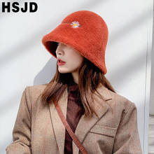 Daisy Flower Cap Mink Plush Winter Bucket Hats For Women Girl Thickened Soft Warm Fisherman Hat Outdoor Vacation Lady Panama Cap 2024 - buy cheap