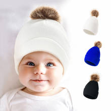 Baby Hat for Boy Warm Baby Winter Hat With Fur Pompom for Kids Beanie Knit Children Hats for Girls Boys Baby Cap Newborn Hat 1PC 2024 - buy cheap