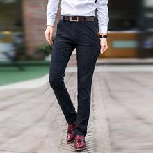 Long Slim Trousers Office Dress Pants Men Autumn Winter Plaid Checked-Pocket  High Waisted Skinny Jeans sexy leggings tight pant 2024 - buy cheap