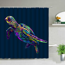 Colorido tartaruga do mar cortinas de chuveiro oceano animal impresso pendurado cortina conjunto tecido à prova dwaterproof água casa decoração do banheiro com ganchos 2024 - compre barato