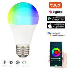 Lâmpada inteligente led tuya, lâmpada inteligente que muda de cor rgb, 9w, e27, app remoto, compatível com alexa, google, controle de voz 2024 - compre barato