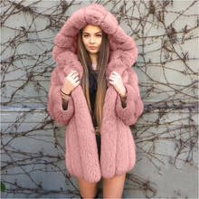 2020 Long Furry Cropped Faux Fur Coats and Jackets Women Fluffy Top Coat with Hooded Winter Fur Jacket  Faux Fur Coat 2024 - buy cheap