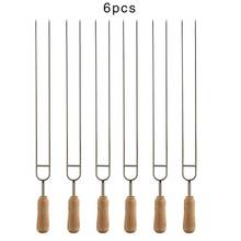 6pcs Stainless Steel U-Shaped Barbecue Brazing Fork Needle Grilling Skewers Double Prong BBQ Tools 2024 - buy cheap